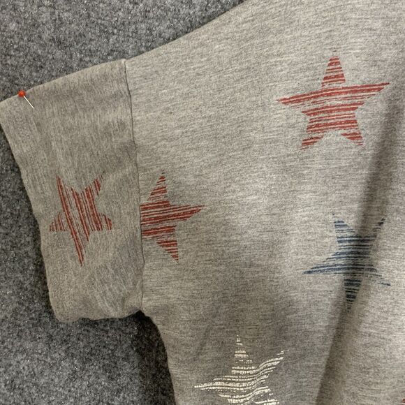 Cable & Gauge Short Sleeve Patriotic Star T-Shirt Women L Red White Blue On Gray - Picture 5 of 8